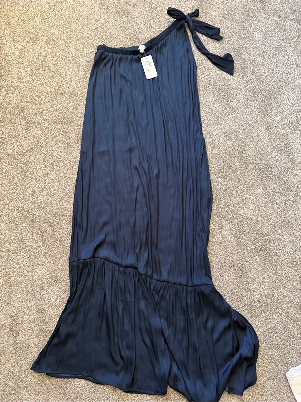 Women’s One-Shoulder Navy Maxi dress with Tie shoulder - Picture 6 of 8